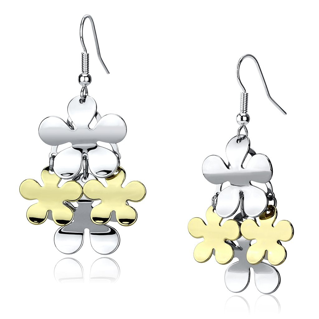 LO2686 - Gold+Rhodium Iron Earrings with No Stone-0