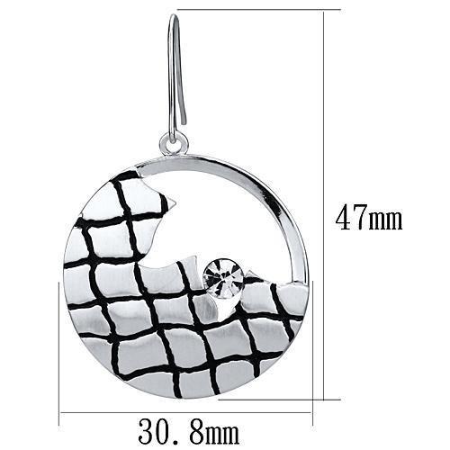 LO2687 - Matte Rhodium & Rhodium Iron Earrings with Top Grade Crystal  in Clear-1