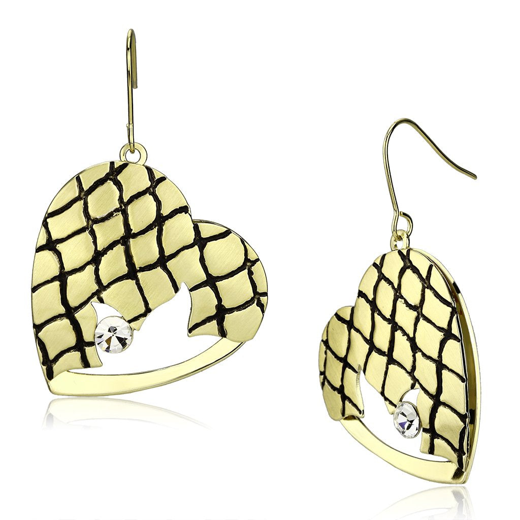 LO2688 - Matte Gold & Gold Iron Earrings with Top Grade Crystal  in Clear-0