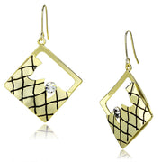 LO2689 - Gold Iron Earrings with Top Grade Crystal  in Clear-0