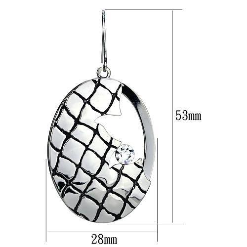 LO2690 - Rhodium Iron Earrings with Top Grade Crystal  in Clear-1