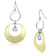 LO2691 - Gold+Rhodium Iron Earrings with AAA Grade CZ  in Clear-0