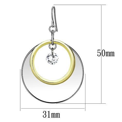 LO2692 - Reverse Two-Tone Iron Earrings with AAA Grade CZ  in Clear-1