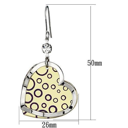 LO2694 - Gold+Rhodium Iron Earrings with Top Grade Crystal  in Clear-1