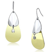 LO2696 - Gold+Rhodium Iron Earrings with Top Grade Crystal  in Clear-0
