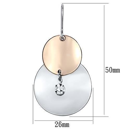 LO2697 - Rose Gold + Rhodium Iron Earrings with Top Grade Crystal  in Clear-1