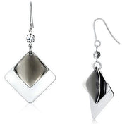 LO2698 - Rhodium Iron Earrings with Top Grade Crystal  in Clear-0