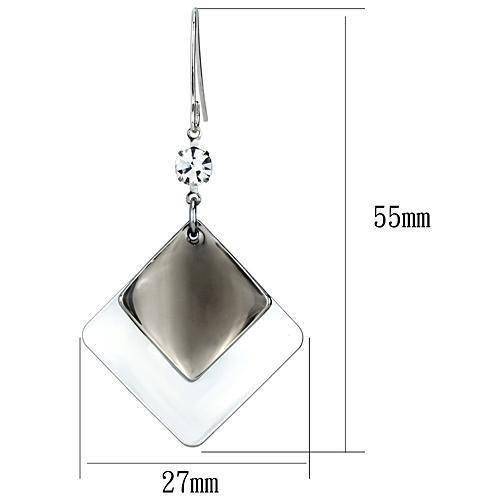 LO2698 - Rhodium Iron Earrings with Top Grade Crystal  in Clear-1