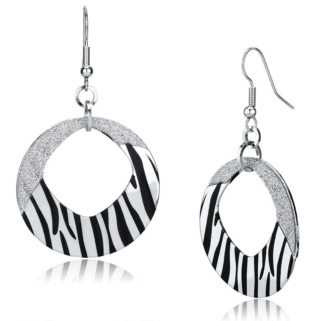LO2702 - Rhodium Iron Earrings with Epoxy  in Jet-0