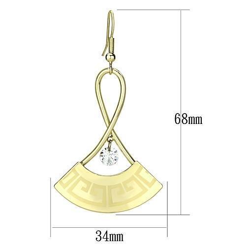 LO2707 - Gold Iron Earrings with AAA Grade CZ  in Clear-1