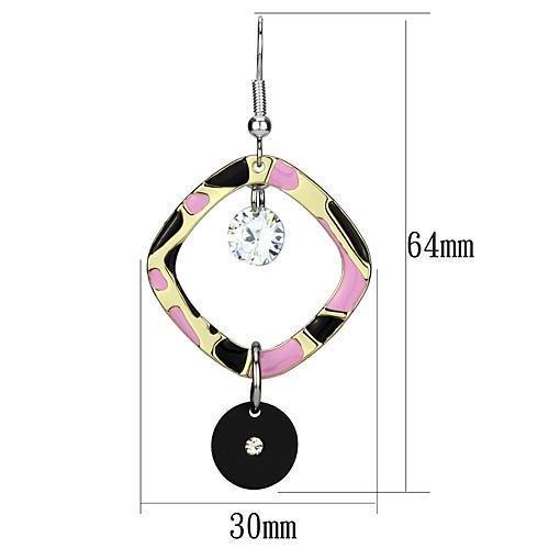 LO2711 - Special Color Iron Earrings with AAA Grade CZ  in Clear-1