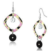 LO2711 - Special Color Iron Earrings with AAA Grade CZ  in Clear-0