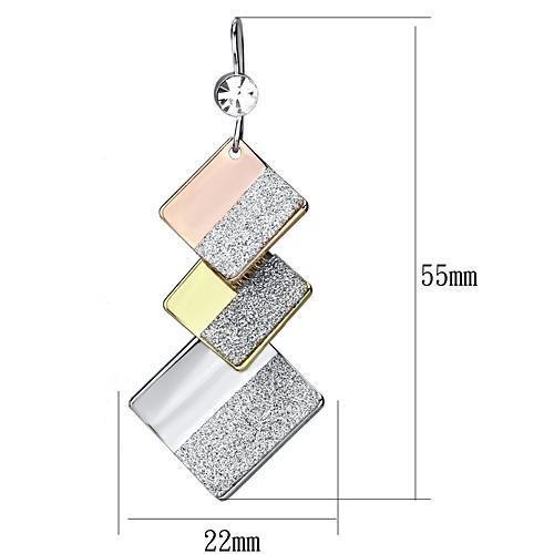 LO2713 - Rhodium + Gold + Rose Gold Iron Earrings with Top Grade Crystal  in Clear-1