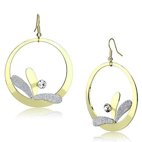 LO2715 - Gold Iron Earrings with Top Grade Crystal  in Clear-0