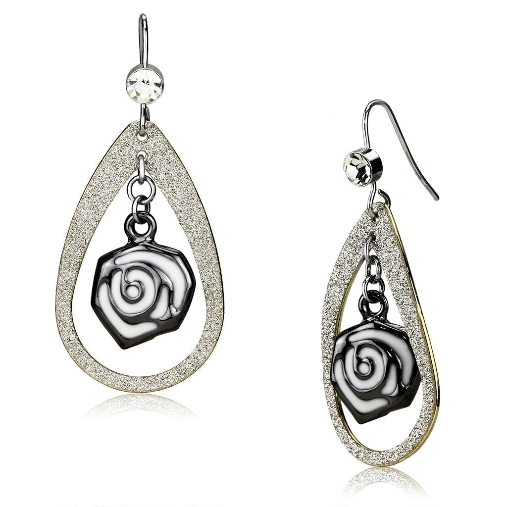 LO2717 - Special Color Iron Earrings with Top Grade Crystal  in Clear-0