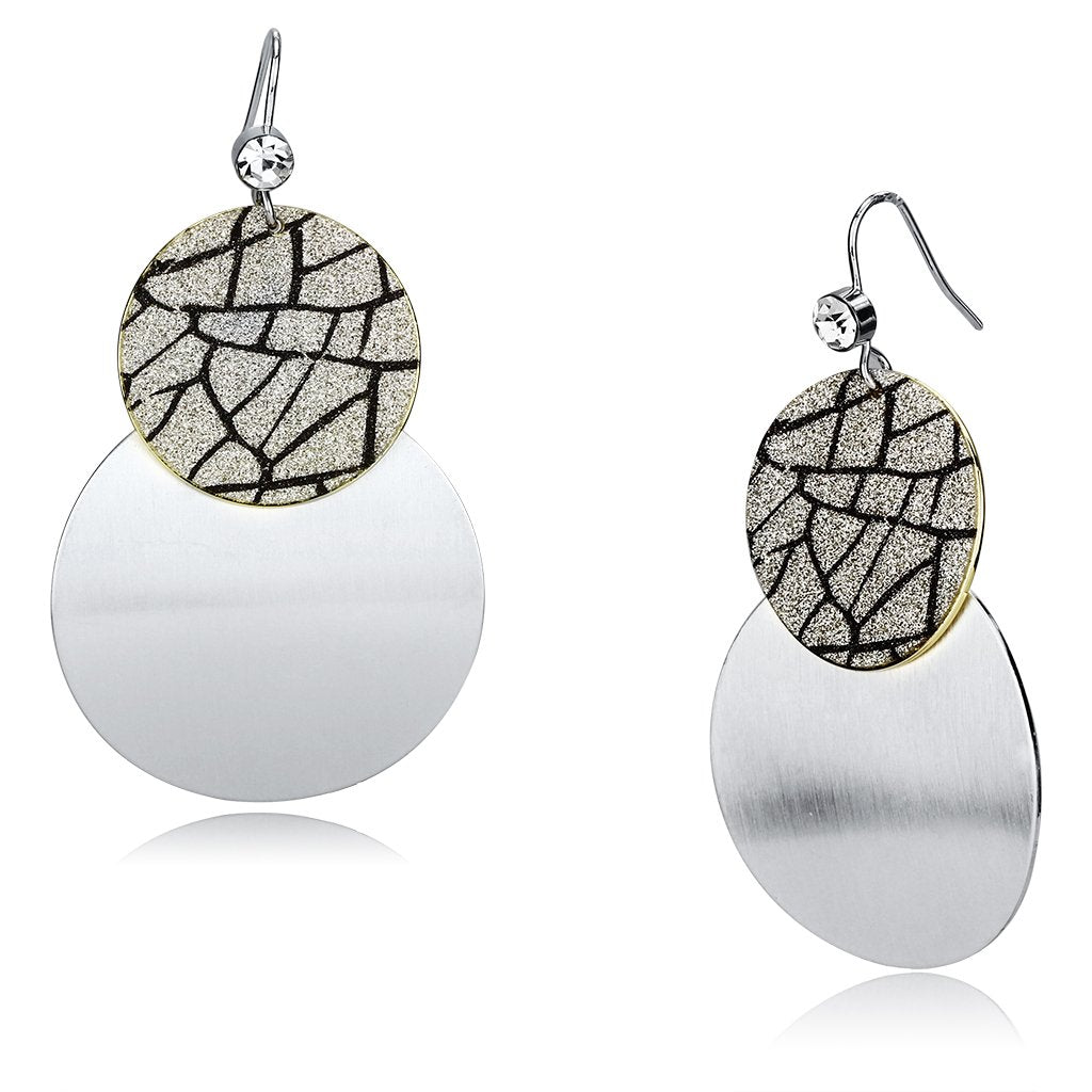 LO2723 - Gold+Rhodium Iron Earrings with Top Grade Crystal  in Clear-0