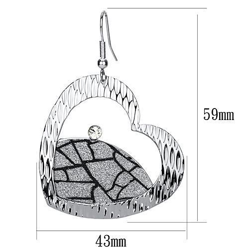 LO2724 - Rhodium Iron Earrings with Top Grade Crystal  in Clear-1