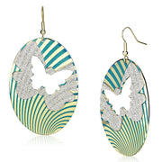 LO2726 - Gold Iron Earrings with Epoxy  in Capri Blue-0