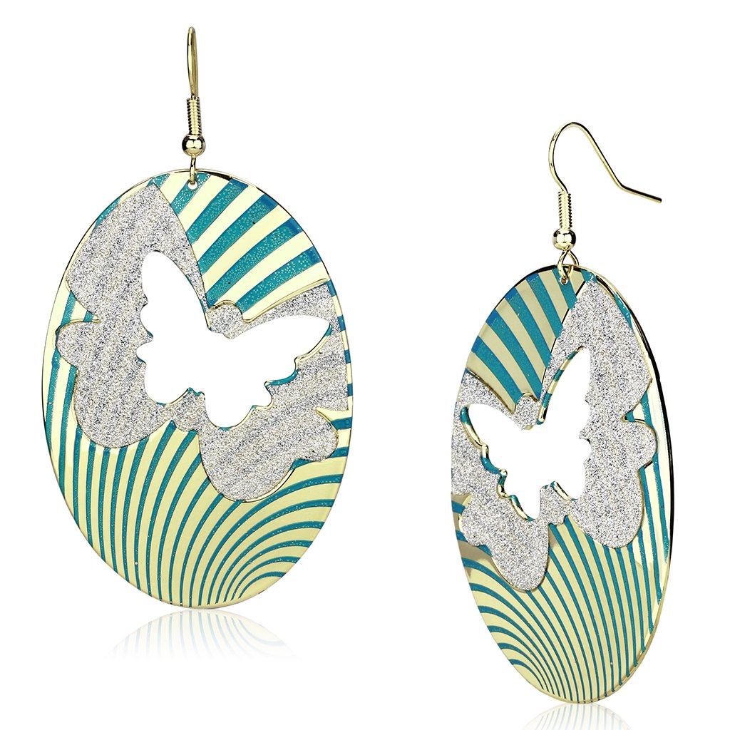 LO2726 - Gold Iron Earrings with Epoxy  in Capri Blue-0
