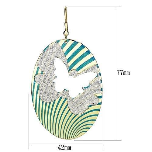 LO2726 - Gold Iron Earrings with Epoxy  in Capri Blue-1