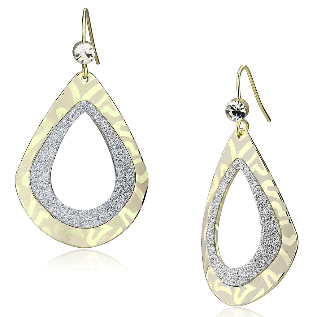 LO2729 - Gold Iron Earrings with Top Grade Crystal  in Clear-0