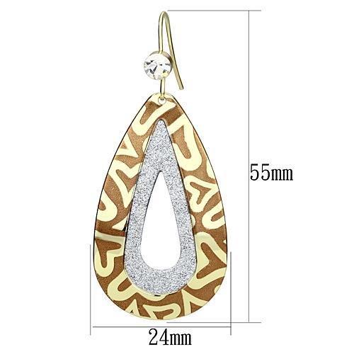 LO2732 - Gold Iron Earrings with Top Grade Crystal  in Clear-1