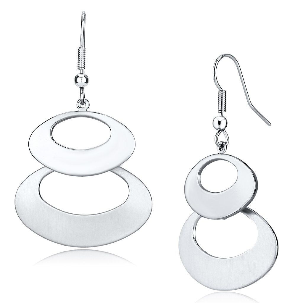 LO2736 - Matte Rhodium & Rhodium Iron Earrings with No Stone-0