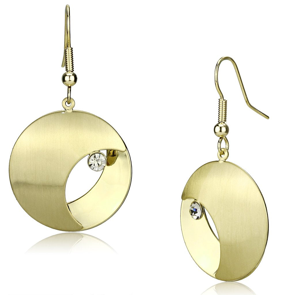LO2738 - Matte Gold & Gold Iron Earrings with Top Grade Crystal  in Clear-0