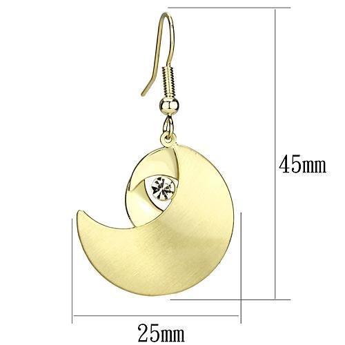 LO2739 - Matte Gold & Gold Iron Earrings with Top Grade Crystal  in Clear-1