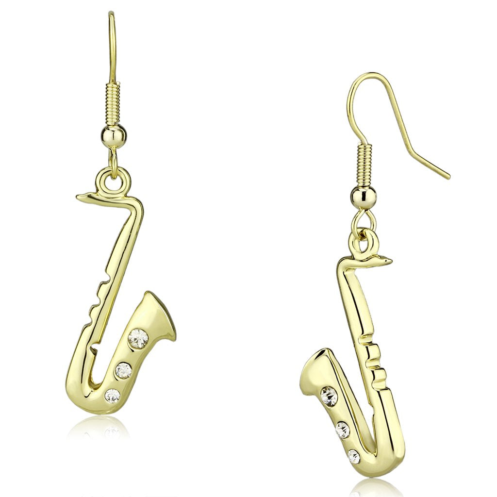 LO2741 - Gold Iron Earrings with Top Grade Crystal  in Clear-0