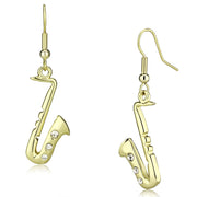 LO2741 - Gold Iron Earrings with Top Grade Crystal  in Clear-0
