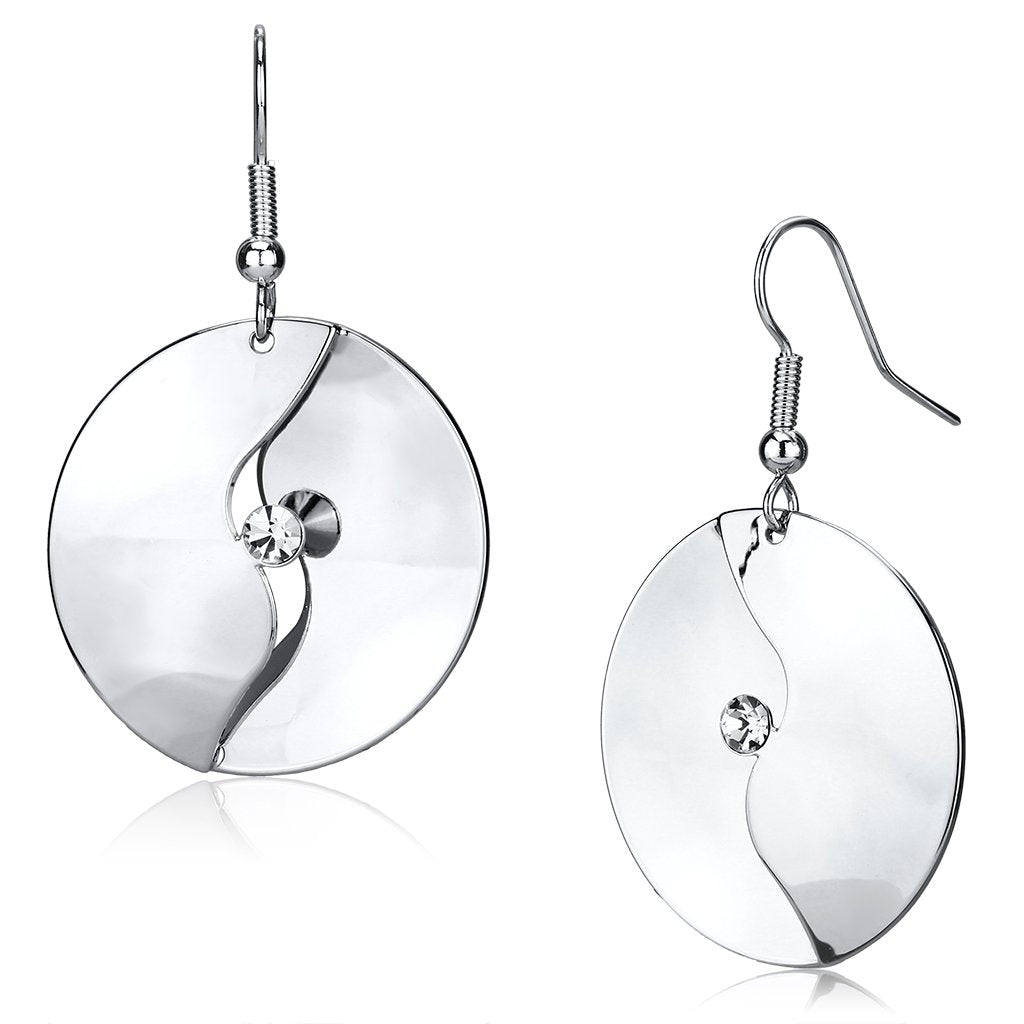 LO2745 - Rhodium Iron Earrings with Top Grade Crystal  in Clear-0