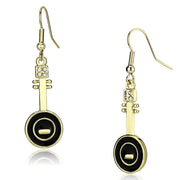 LO2746 - Gold Iron Earrings with Top Grade Crystal  in Clear-0