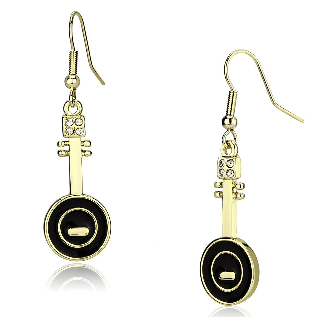 LO2746 - Gold Iron Earrings with Top Grade Crystal  in Clear-0