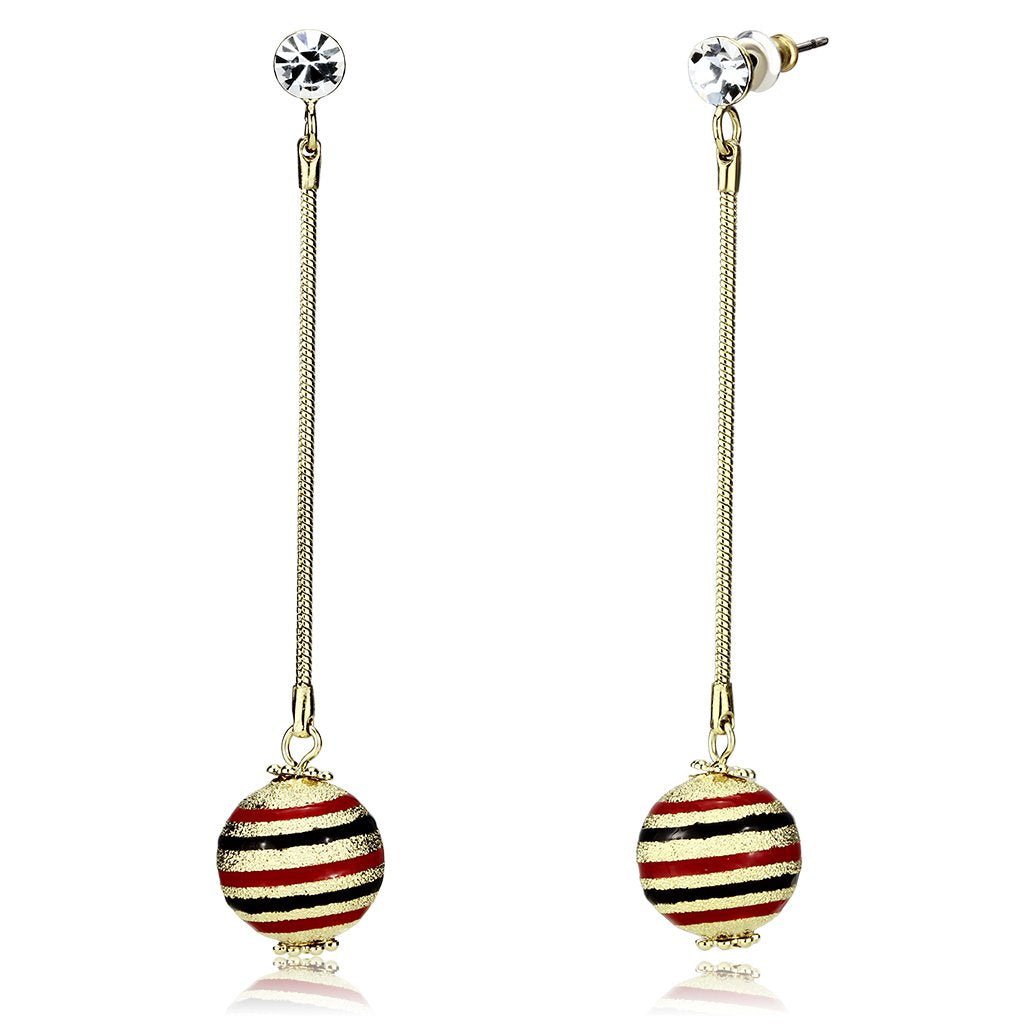 LO2748 - Gold Iron Earrings with Top Grade Crystal  in Clear-0