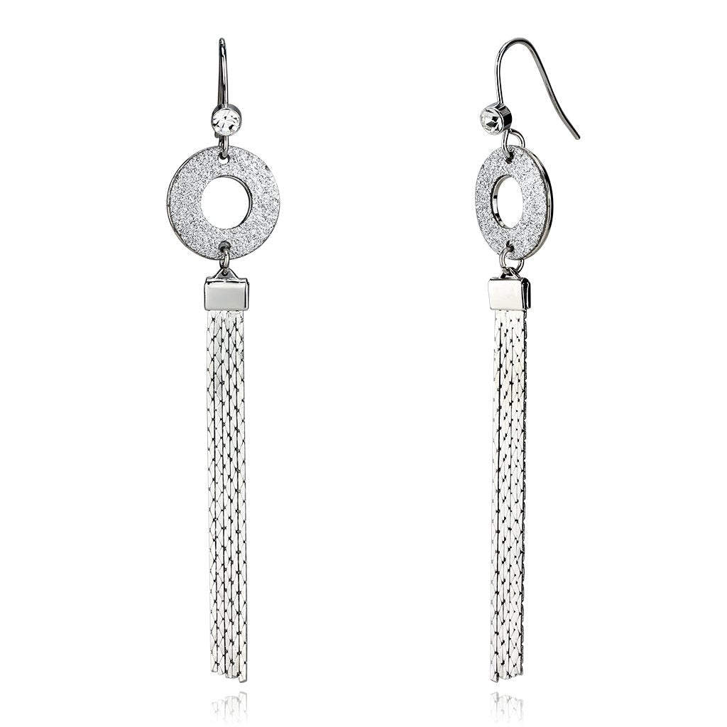 LO2749 - Rhodium Iron Earrings with Top Grade Crystal  in Clear-0