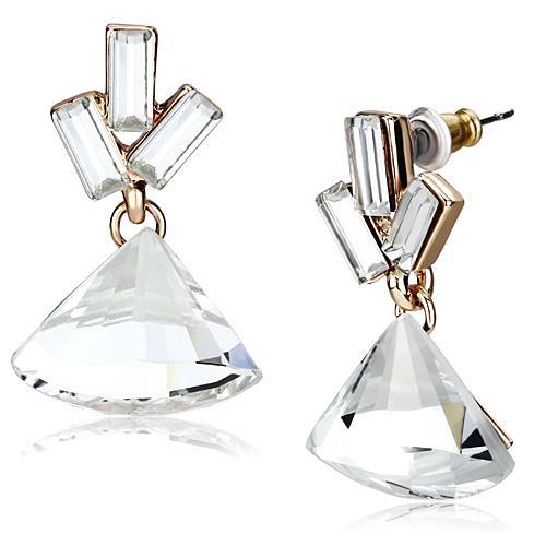 LO2751 - Rose Gold Iron Earrings with Top Grade Crystal  in Clear-0
