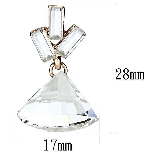 LO2751 - Rose Gold Iron Earrings with Top Grade Crystal  in Clear-1