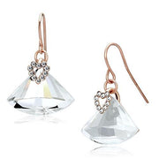LO2755 - Rose Gold Iron Earrings with Top Grade Crystal  in Clear-0