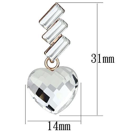 LO2756 - Rose Gold Iron Earrings with Top Grade Crystal  in Clear-1