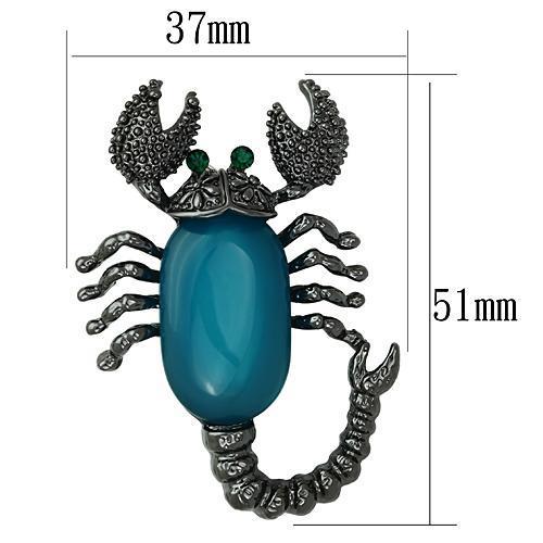 LO2763 - Ruthenium White Metal Brooches with Synthetic Synthetic Stone in Capri Blue-1