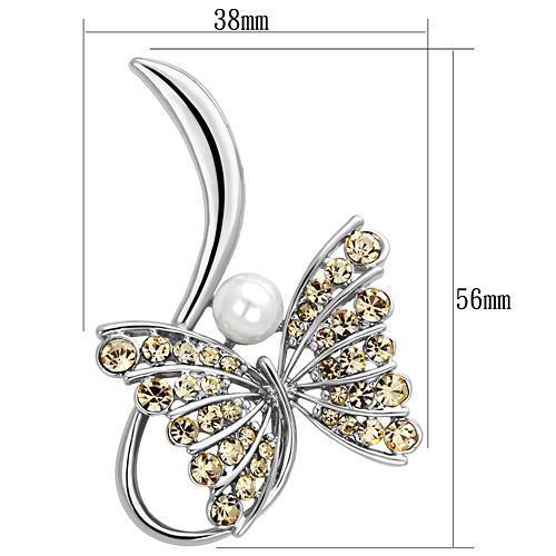 LO2765 - Imitation Rhodium White Metal Brooches with Synthetic Pearl in White-1