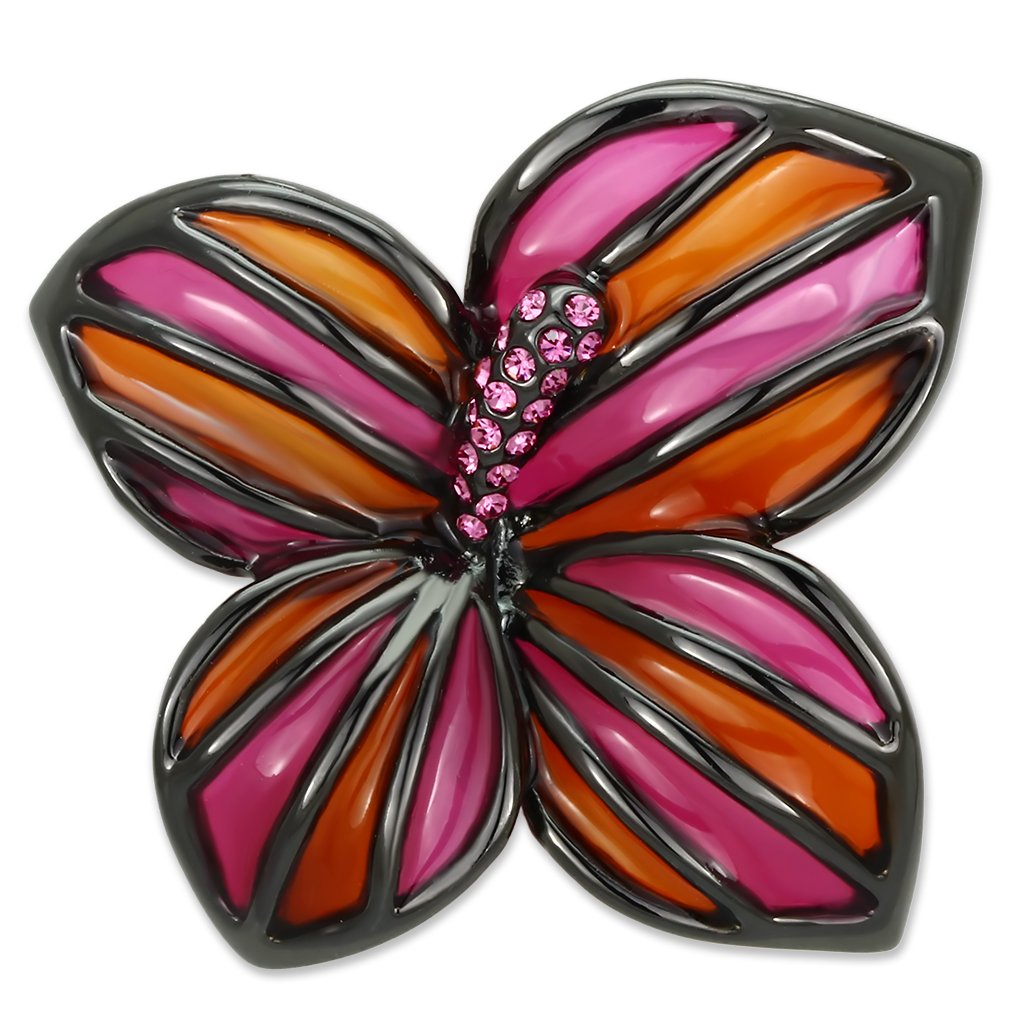 LO2766 - Ruthenium White Metal Brooches with Top Grade Crystal  in Rose-0