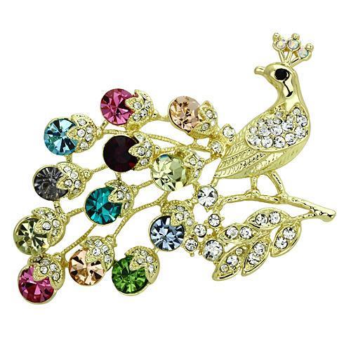 LO2770 - Flash Gold White Metal Brooches with Top Grade Crystal  in Multi Color-0
