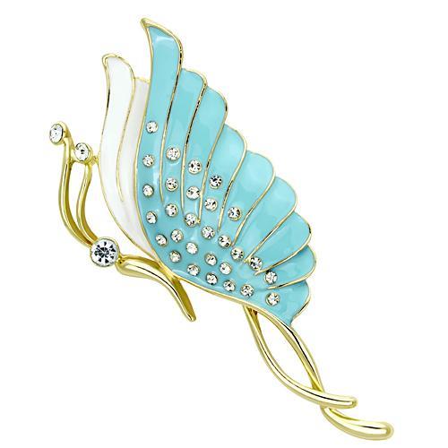 LO2771 - Flash Gold White Metal Brooches with Top Grade Crystal  in Clear-0