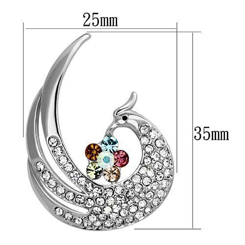 LO2773 - Imitation Rhodium White Metal Brooches with Top Grade Crystal  in Multi Color-1
