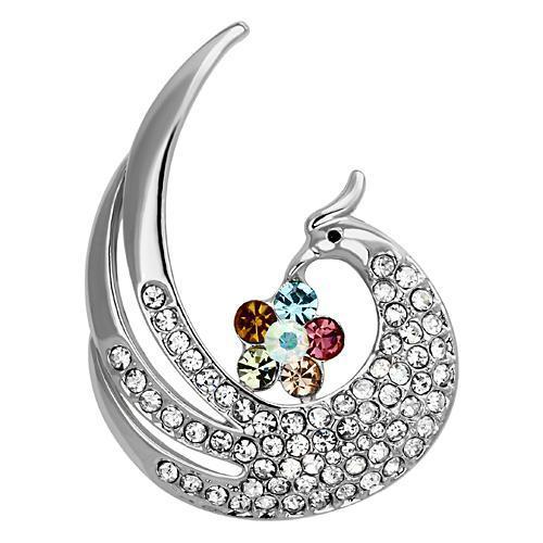 LO2773 - Imitation Rhodium White Metal Brooches with Top Grade Crystal  in Multi Color-0