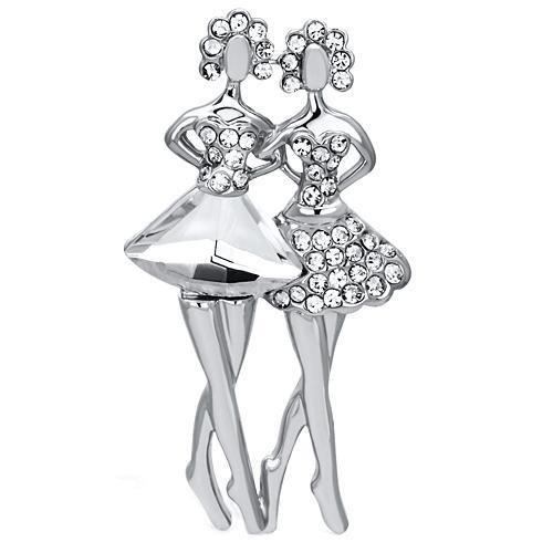 LO2775 - Imitation Rhodium White Metal Brooches with Synthetic Synthetic Glass in Clear-0