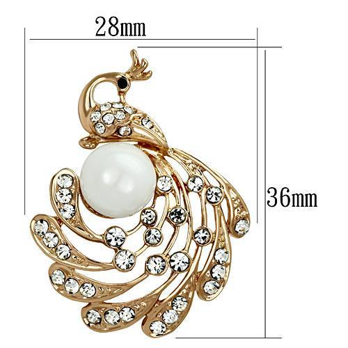 LO2778 - Flash Rose Gold White Metal Brooches with Synthetic Pearl in White-1