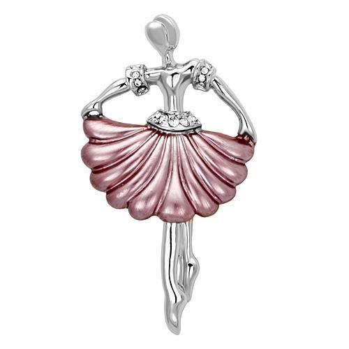 LO2779 - Imitation Rhodium White Metal Brooches with Top Grade Crystal  in Clear-0